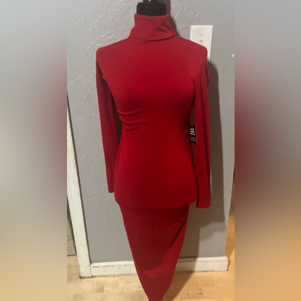 NWT Express Red Long Sleeve Dress - Picture 3 of 5